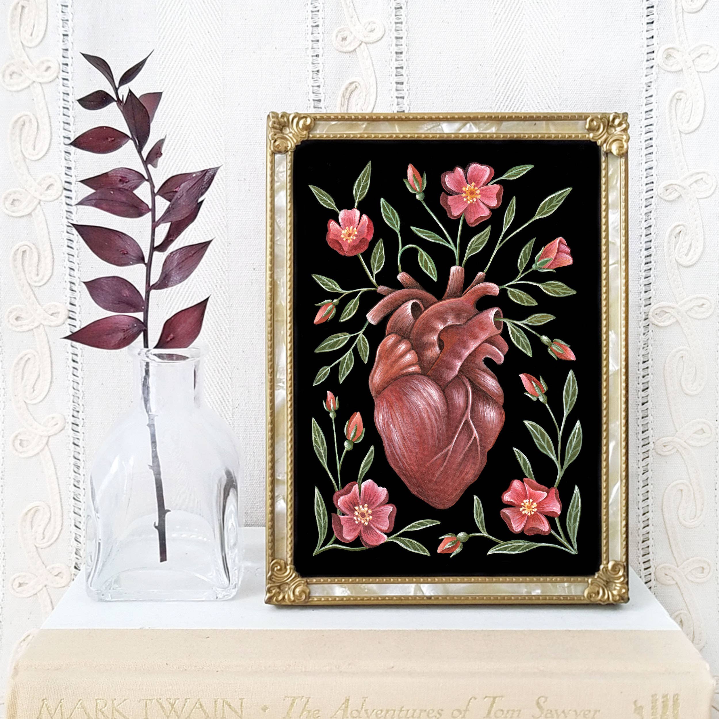 Heart Art Print Folk Decor: 5x7